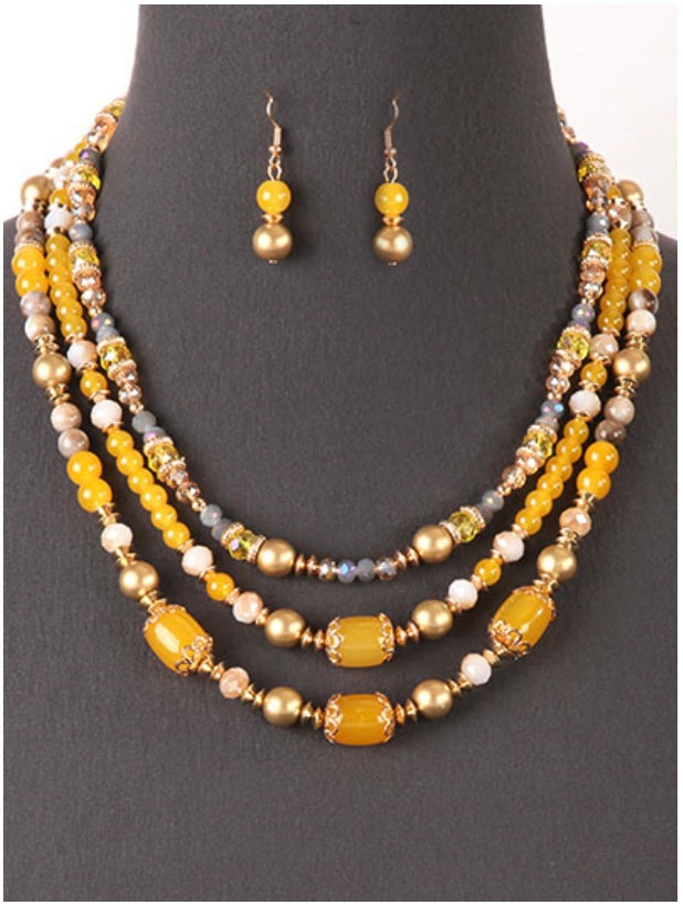 Yellow Love beaded necklace