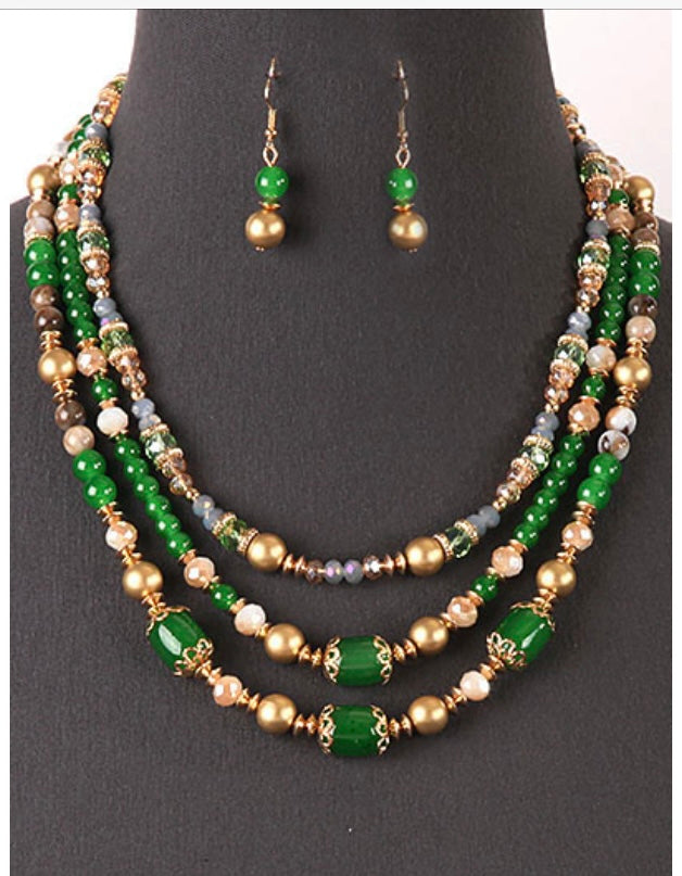 Green Love beaded necklace