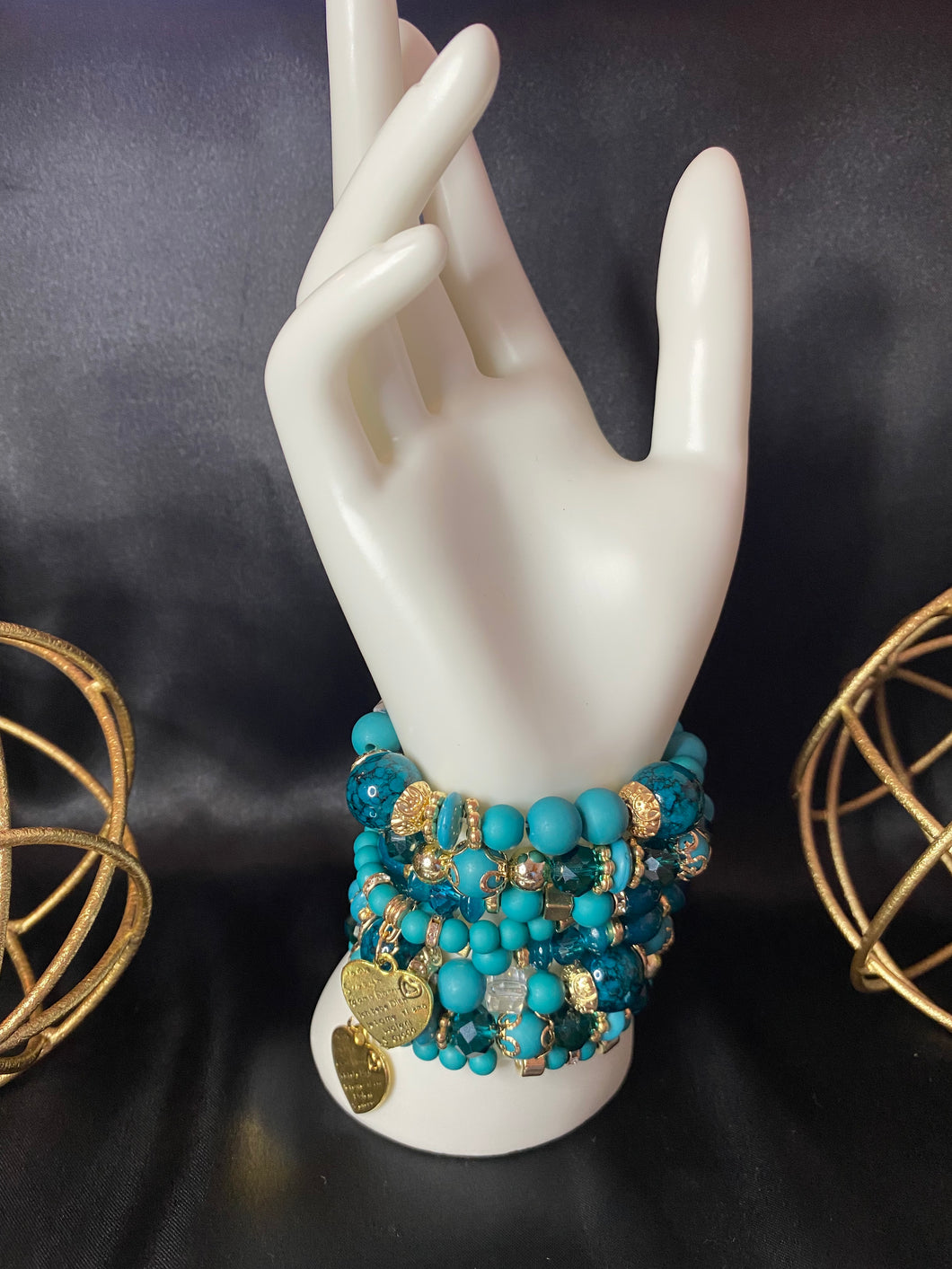 Teal Beaded- set of 8
