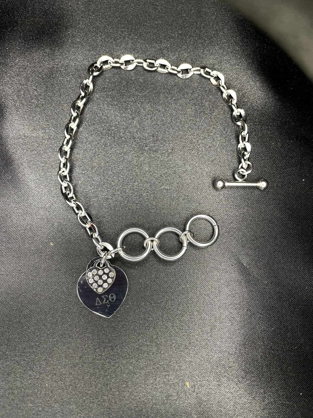 Silver plated Delta Sigma Theta Charm Bracelet (stainless steel)