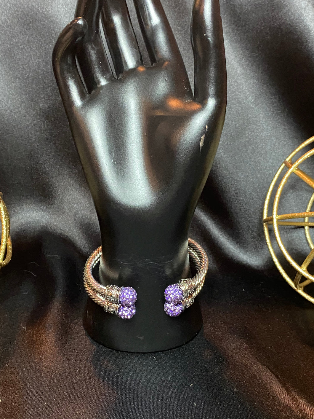 Purple rhinestone cable bangles