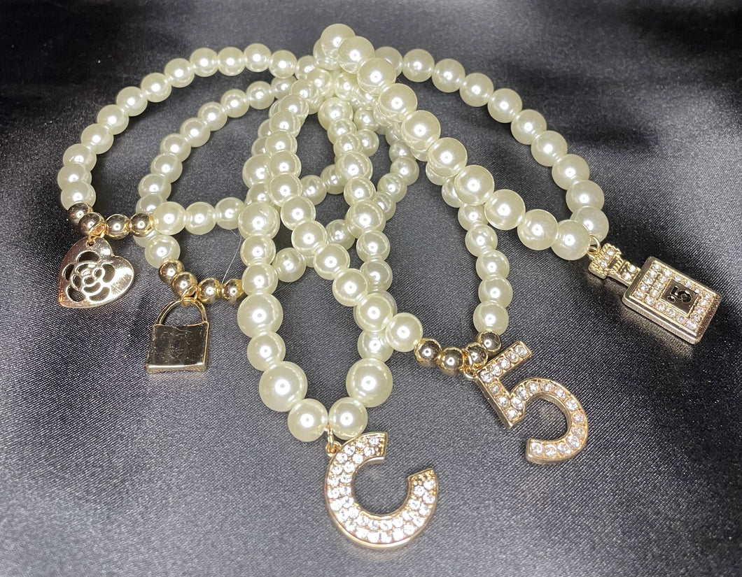 Chanel inspired charm bracelets- Pearl