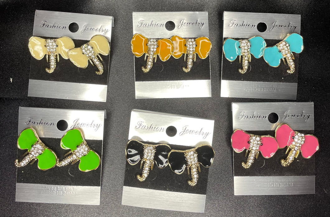 Elephant earrings- 6 pair