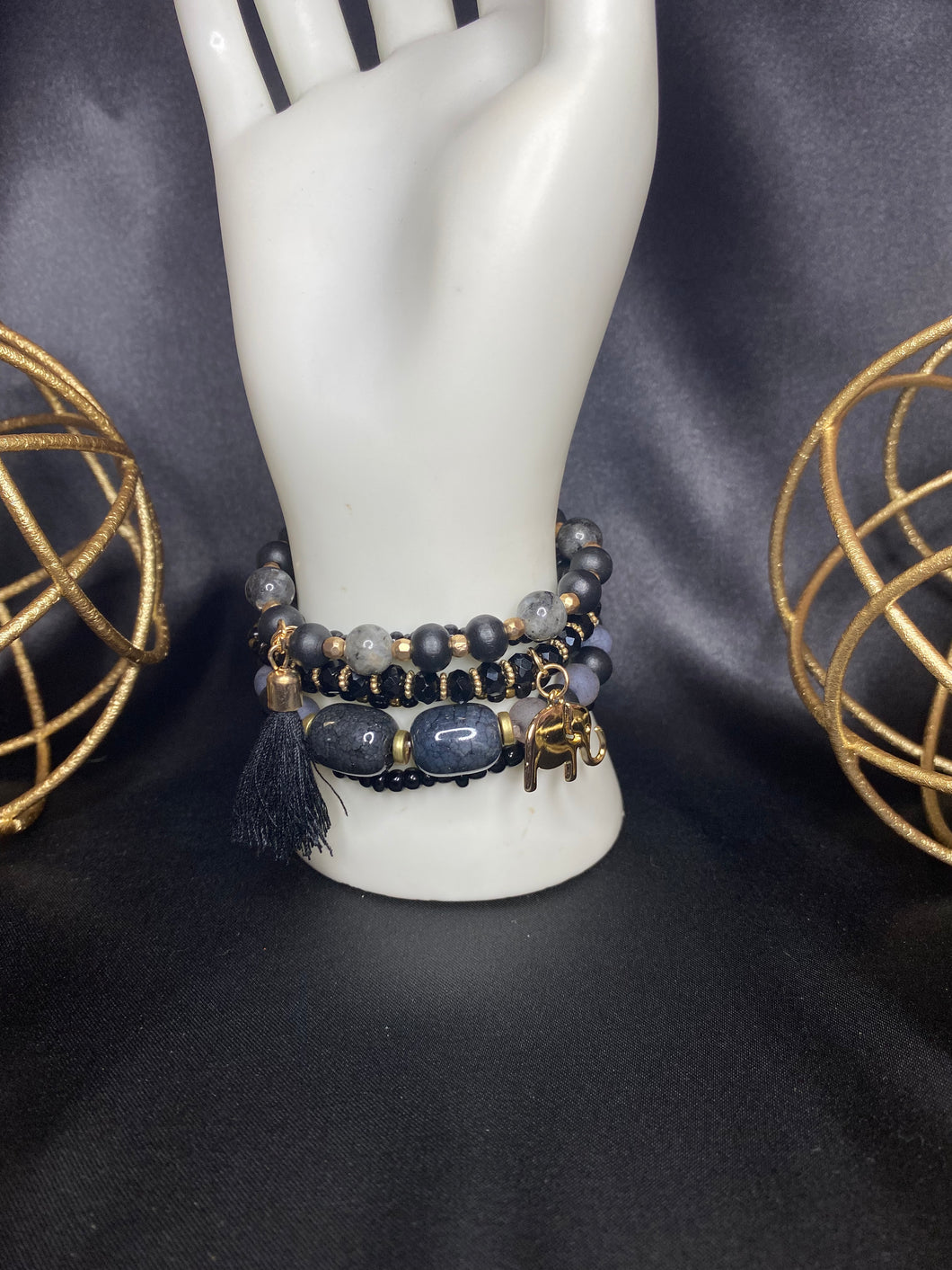 Black Solo Elephant Charm Set #2