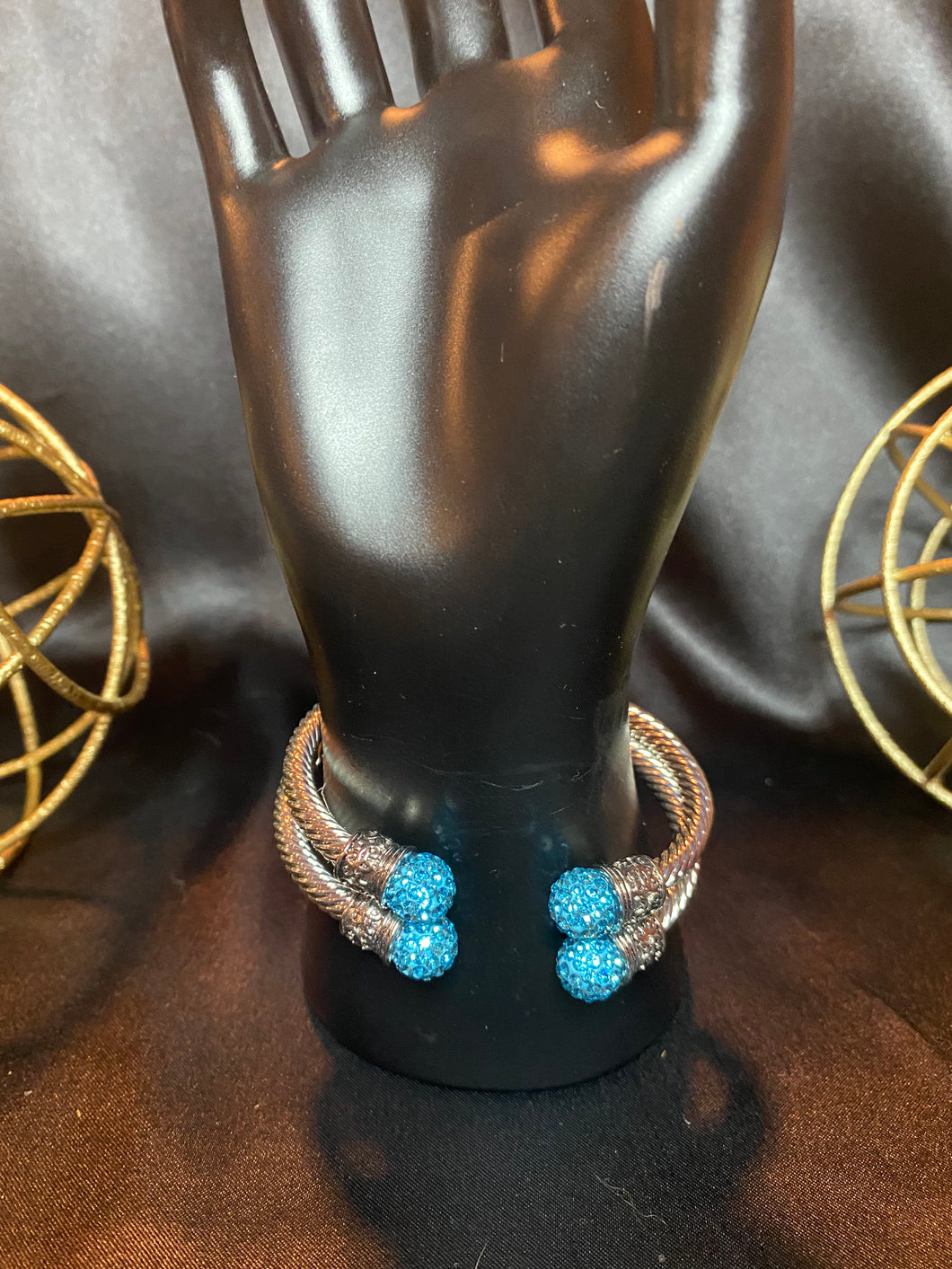 Blue rhinestone cable bangles