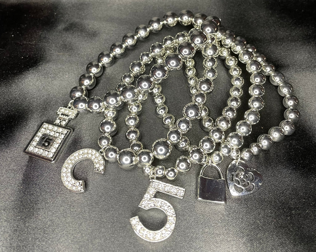 Chanel inspired charm bracelets- Silver