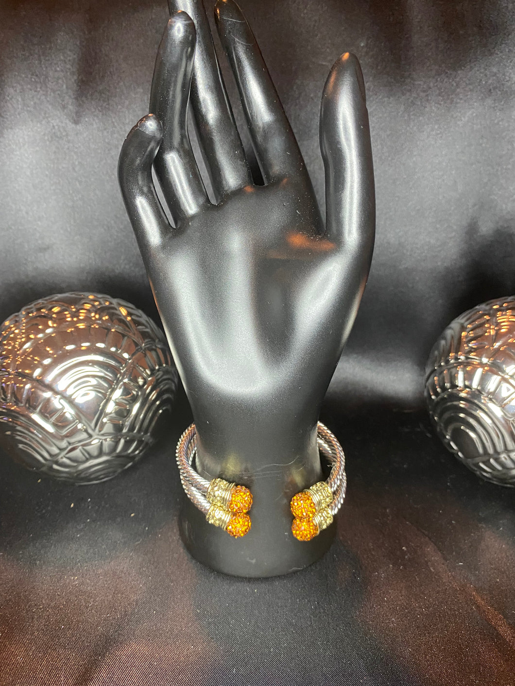 Brown Rhinestone Cable Bangles