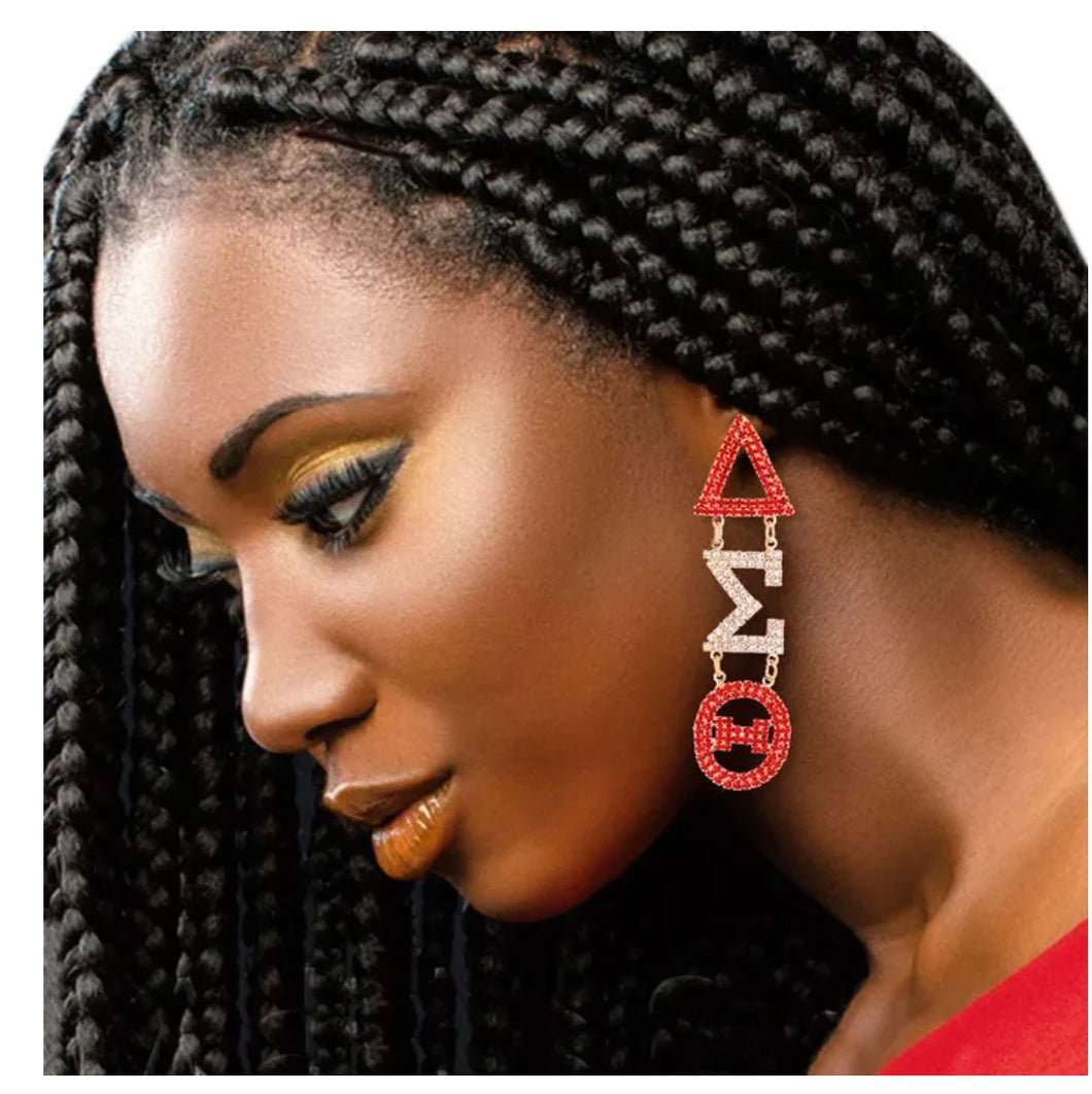 Delta Sigma Theta Rhinestone Dangle Earrings