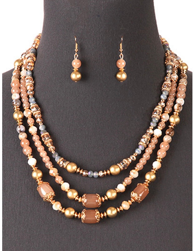 Neutral Love beaded necklace