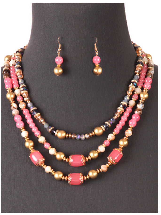 Pink Love beaded necklace