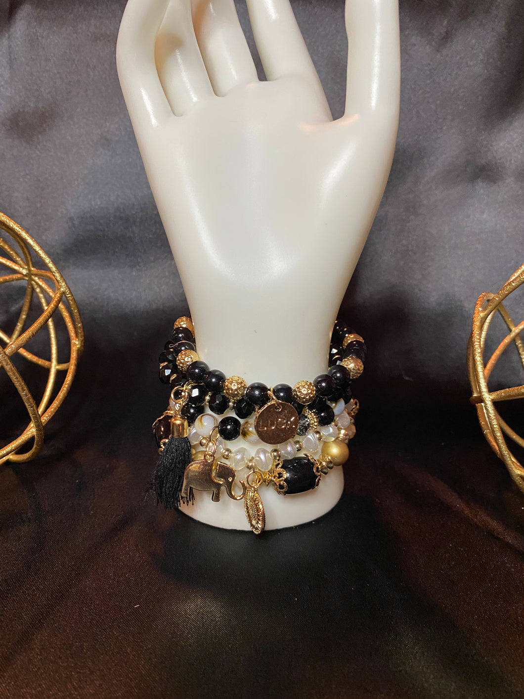 Black Solo Elephant Charm Set