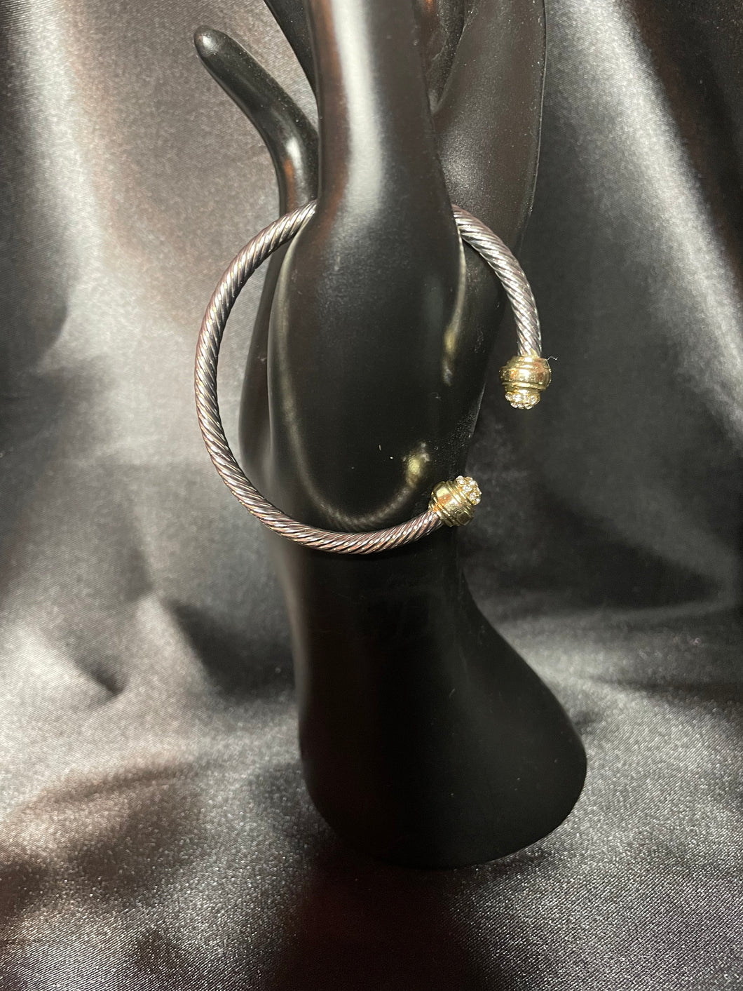 Two Tone Skinny Cable Bracelet