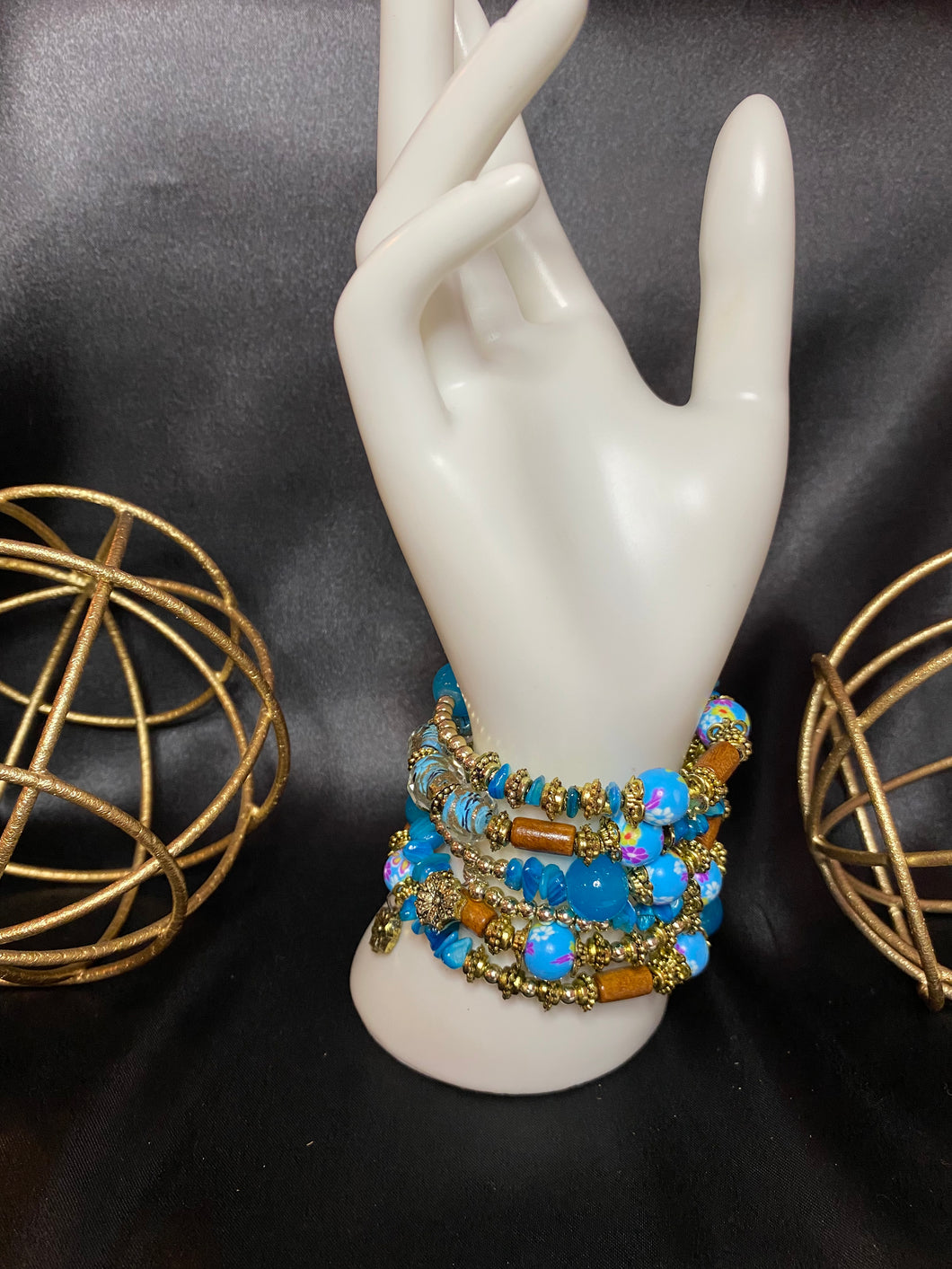 Medium Blue Stone- Two wrap set