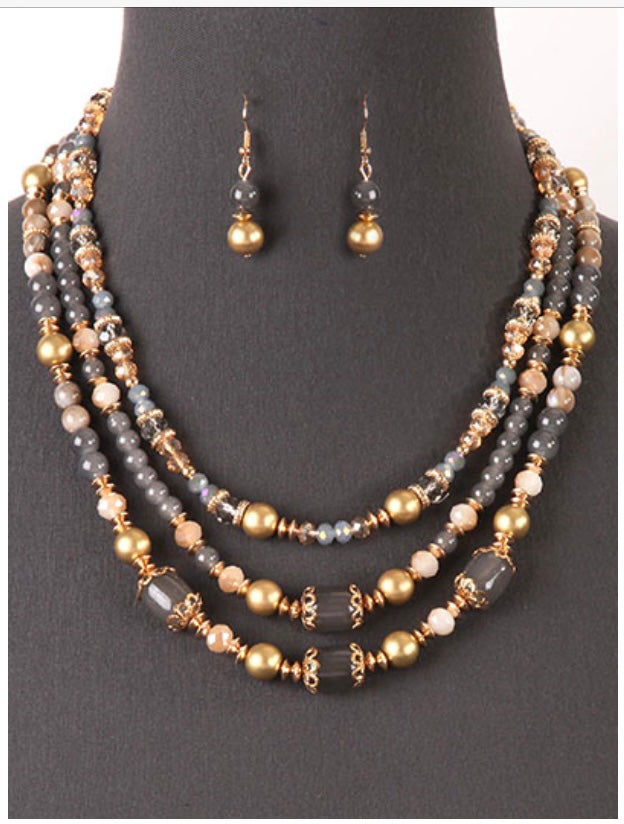 Gray Love beaded necklace